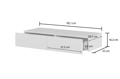 Jukon fali toalettasztal 90 cm - kasmír / fekete lábak Toaletka függő Jukon 90 cm - kasmír / fekete Lábak