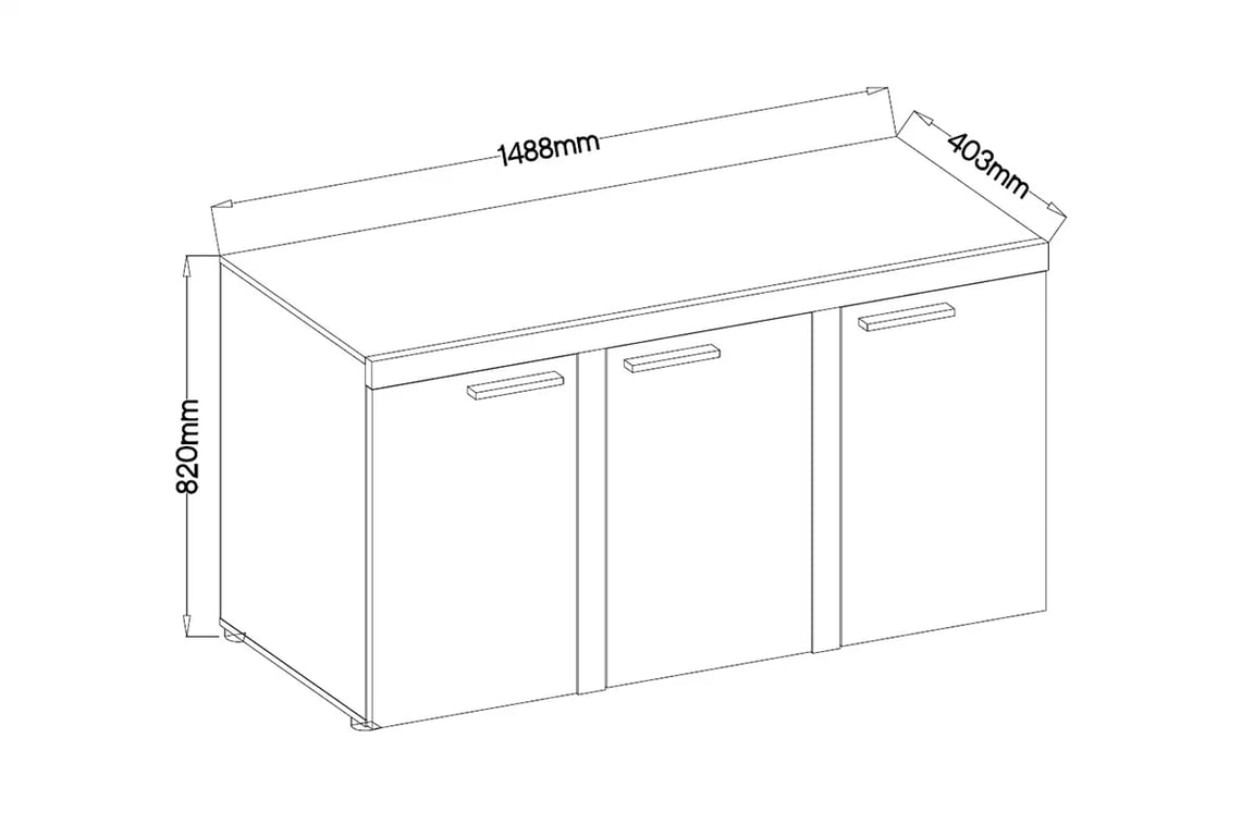 Comoda Luiza 3F - grafit cu trei uși Comoda Luiza 3F - 149 cm - grafit / dab lefkas