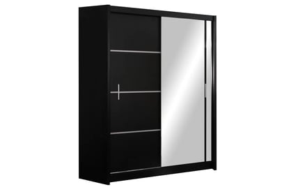 Dulap glisant Vista 150 cm cu oglindă - negru mat