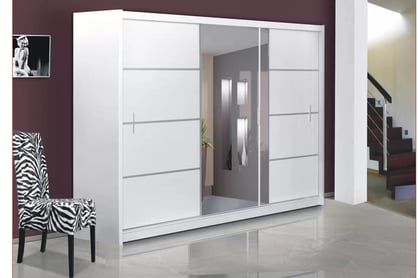Skriňa s posuvnými dverami so zrkadlom Vista 250 cm - čierny mat moderná Skriňa Vista vizualizácia
