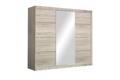 Skriňa s posuvnými dverami so zrkadlom Vista 250 cm - dub sonoma