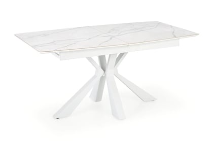 Masă extensibilă Nolvari 160-200x89 cm - marmură albă / picioare albe