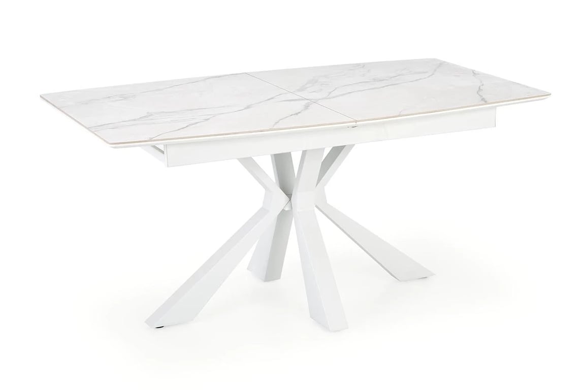 Nolvari kihúzható étkezőasztal 160–200x89 cm - fehér márvány / fehér lábak VIVALDI Stůl rozkladany Deska - fehér mramor, Nohy - fehér