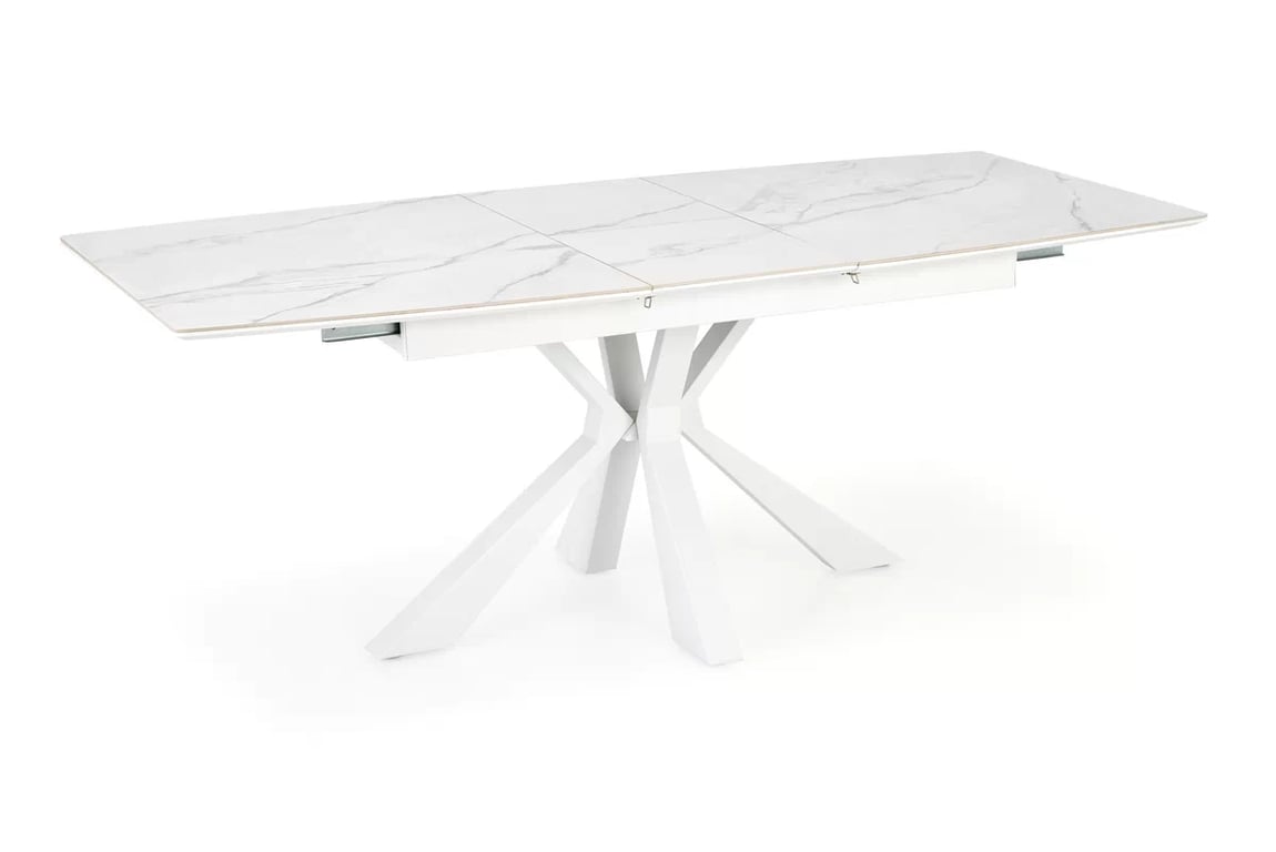 Nolvari kihúzható étkezőasztal 160–200x89 cm - fehér márvány / fehér lábak vivaldi stůl rozkladany Deska - fehér mramor, Nohy - fehér