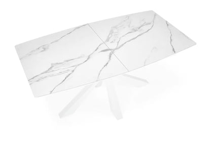 Nolvari kihúzható étkezőasztal 160–200x89 cm - fehér márvány / fehér lábak vivaldi stůl rozkladany Deska - fehér mramor, Nohy - fehér