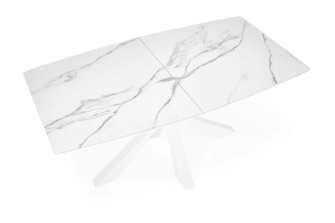 Nolvari kihúzható étkezőasztal 160–200x89 cm - fehér márvány / fehér lábak vivaldi stůl rozkladany Deska - fehér mramor, Nohy - fehér