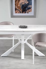 Nolvari kihúzható étkezőasztal 160–200x89 cm - fehér márvány / fehér lábak vivaldi stůl rozkladany Deska - fehér mramor, Nohy - fehér