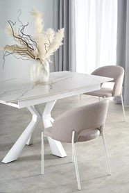 Nolvari kihúzható étkezőasztal 160–200x89 cm - fehér márvány / fehér lábak vivaldi stůl rozkladany Deska - fehér mramor, Nohy - fehér