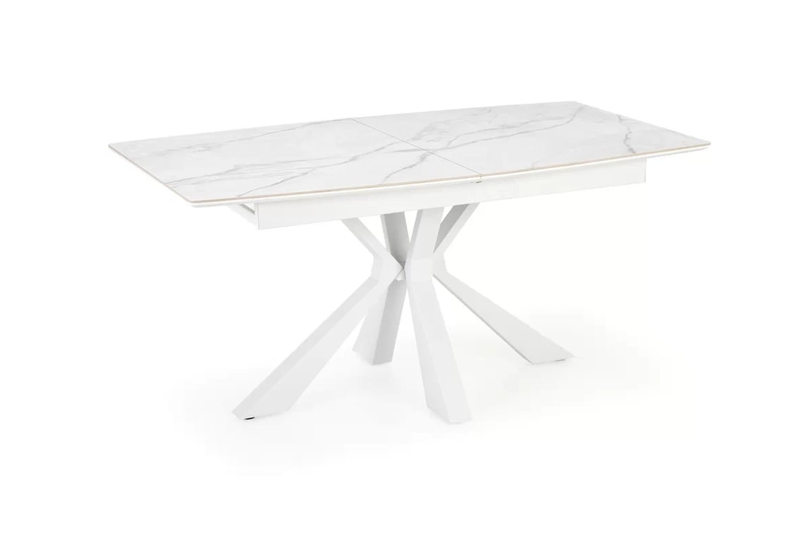 Nolvari kihúzható étkezőasztal 160–200x89 cm - fehér márvány / fehér lábak vivaldi stůl rozkladany Deska - fehér mramor, Nohy - fehér