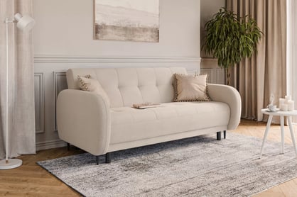 Canapea extensibilă Linda - bej țesătură boucle Lambi 8 Canapea extensibilă Linda rozkladana pentru camera de zi - bezowa boucle Lambi 8