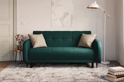 Canapea extensibilă Linda - verde catifea Trinity 28 Canapea extensibilă Linda rozkladana pentru camera de zi - verde welwet Trinity 28