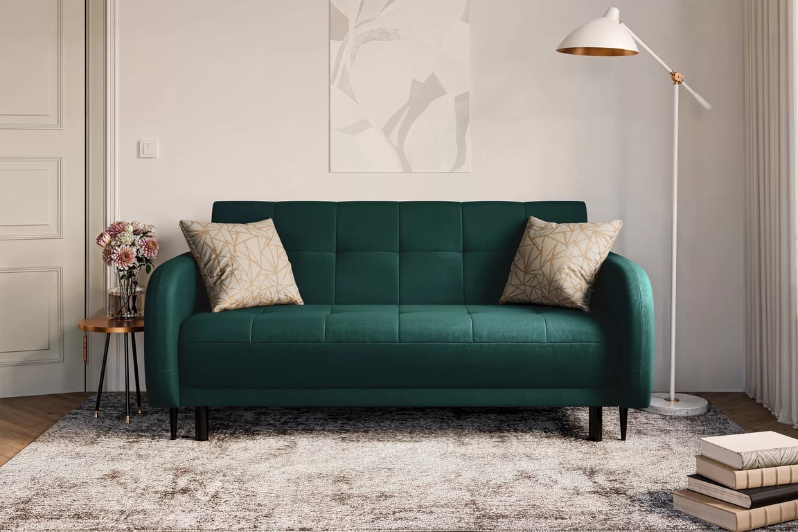 Canapea extensibilă Linda - verde catifea Trinity 28 Canapea extensibilă Linda rozkladana pentru camera de zi - verde welwet Trinity 28