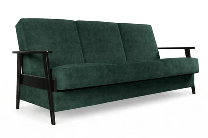 Canapea extensibilă Club PRL - verde catifea Zetta 298 / laturi negru
