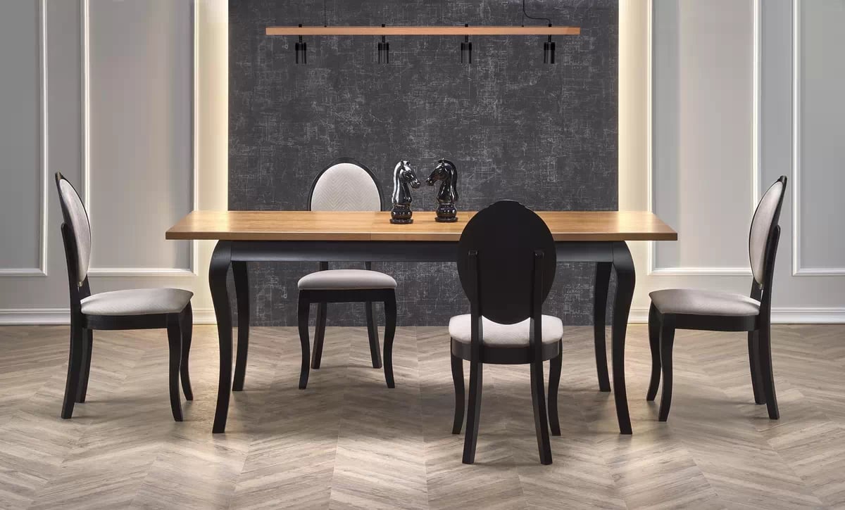 Masă pliabilă WINDSOR 160-240x90x76 cm Culoare stejar închis/ negru windsor stůl pliere 160-240x90x76 cm Barva tmavý Dub/negru