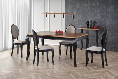 Masă pliabilă WINDSOR 160-240x90x76 cm Culoare stejar închis/ negru windsor stůl pliere 160-240x90x76 cm Barva tmavý Dub/negru