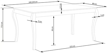Masă pliabilă WINDSOR 160-240x90x76 cm Culoare stejar închis/ negru windsor stůl pliere 160-240x90x76 cm Barva tmavý Dub/negru