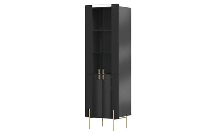 Malmi vitrines szekrény 60 cm - fekete matt / arany lábak