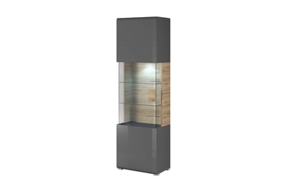 Vitrină Toledo 05 cu rafturi de sticlă 61 cm - antracit/dub grandson