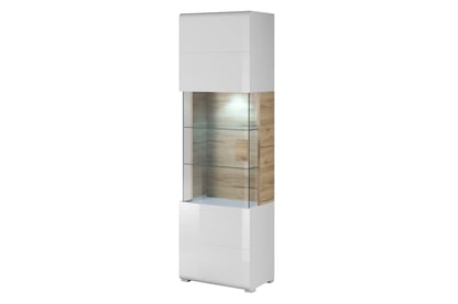 Vitrină Toledo 05 cu rafturi de sticlă 61 cm - alb lucios/san remo