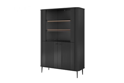 Vesper vitrin 103 cm - fekete / fekete lábak