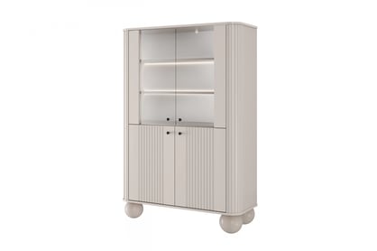 Vesper vitrin 103 cm - kasmír / fekete fogantyúk / gömb lábak Witryna Vesper a nappaliba - kasmír / fekete Fogantyúk / Lábak kule