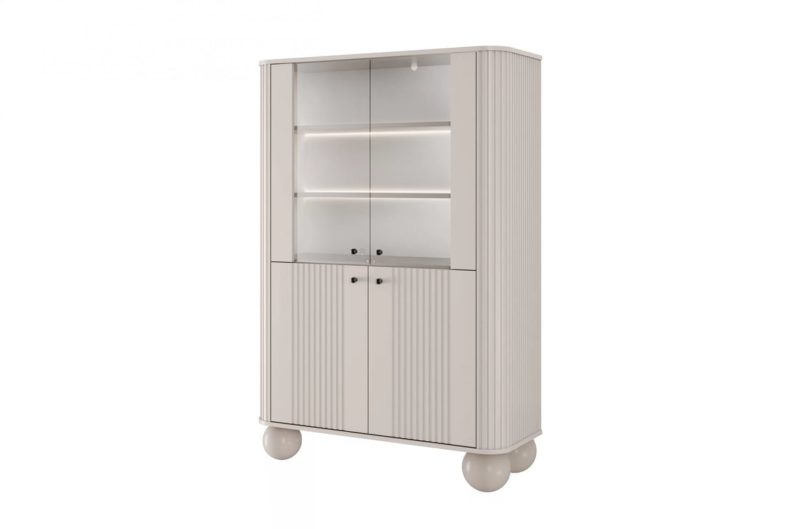 Vesper vitrin 103 cm - kasmír / fekete fogantyúk / gömb lábak Witryna Vesper a nappaliba - kasmír / fekete Fogantyúk / Lábak kule