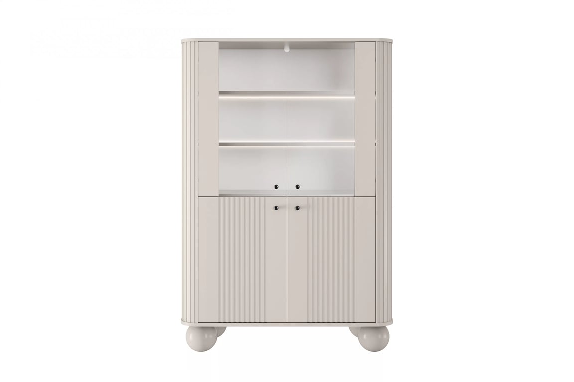 Vesper vitrin 103 cm - kasmír / fekete fogantyúk / gömb lábak Witryna Vesper a nappaliba - kasmír / fekete Fogantyúk / Lábak kule