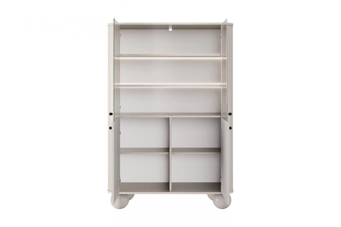Vesper vitrin 103 cm - kasmír / fekete fogantyúk / gömb lábak Witryna Vesper a nappaliba - kasmír / fekete Fogantyúk / Lábak kule