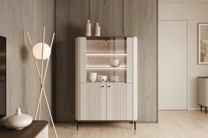 Vesper vitrin 103 cm - kasmír / dió / fekete lábak Witryna Vesper a nappaliba - kasmír / diofa / fekete Lábak