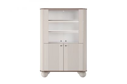 Vesper vitrin 103 cm - kasmír / dió / fekete fogantyúk / gömb lábak Witryna Vesper a nappaliba - kasmír / diofa / fekete Fogantyúk / Lábak kule