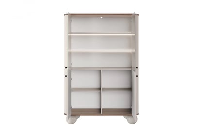 Vesper vitrin 103 cm - kasmír / dió / fekete fogantyúk / gömb lábak Witryna Vesper a nappaliba - kasmír / diofa / fekete Fogantyúk / Lábak kule