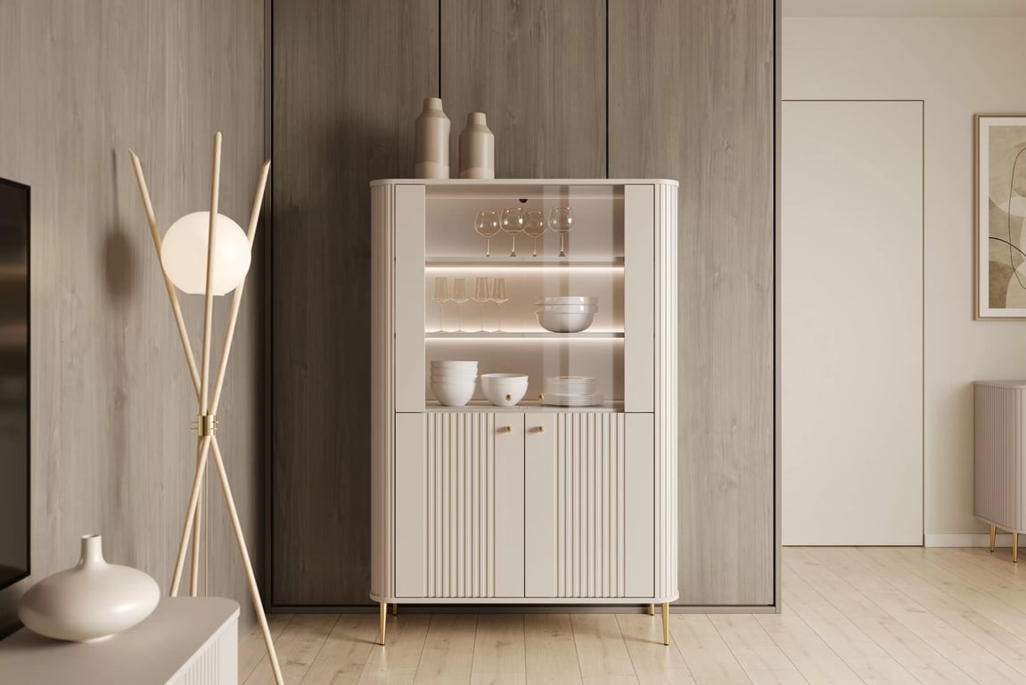 Vesper vitrin 103 cm - kasmír / arany lábak Witryna Vesper a nappaliba - kasmír / zlote Lábak