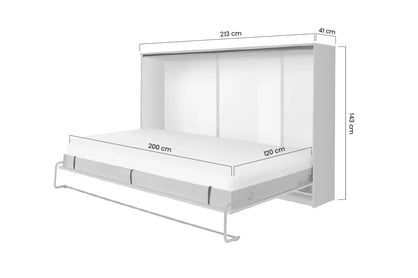 Pat rabatabil Basic orizontal 120x200 - alb mat Pat rabatabil orizontal 120x200 New Elegance - Alb mat
