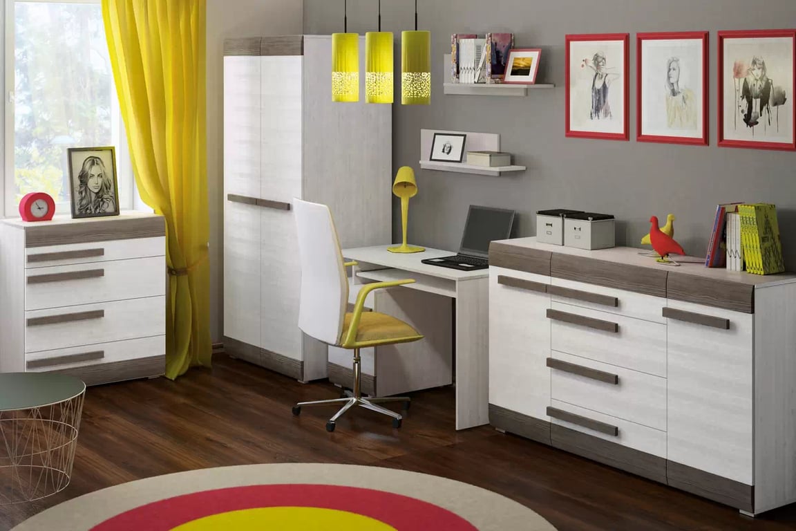 Set Tonemo 5 - pin zăpadă / new grey Complet mobilier mlodziezowych Blanco 5 - pin sniezna / new grey - 6 elementow
