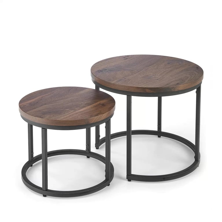 Set de două măsuțe OREO nuc / negru Komplet dwoch law oreo - ořech / negru