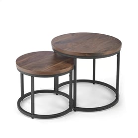 Set de două măsuțe OREO nuc / negru Komplet dwoch law oreo - ořech / negru
