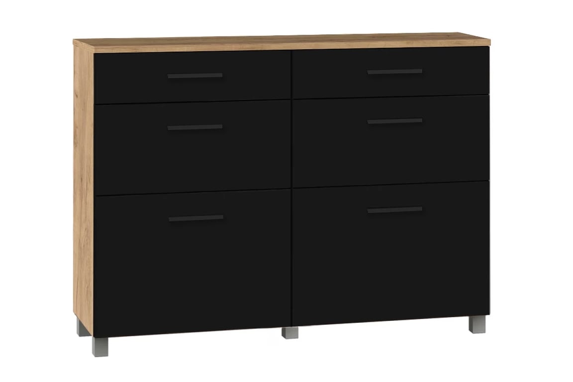 Předsíňová sestava Keri 1 Komoda z zásuvkami do předsíně Keri 19- Dub craft Žlutý K003PW + Černý mat 0190 PE 