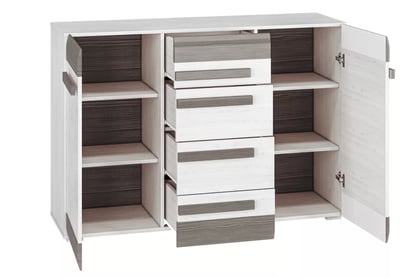 Set Tonemo 1 - pin zăpadă/ new grey Complet mobilier pentru camera de zi Blanco 1 - pin sniezna / new grey - 6 elementow