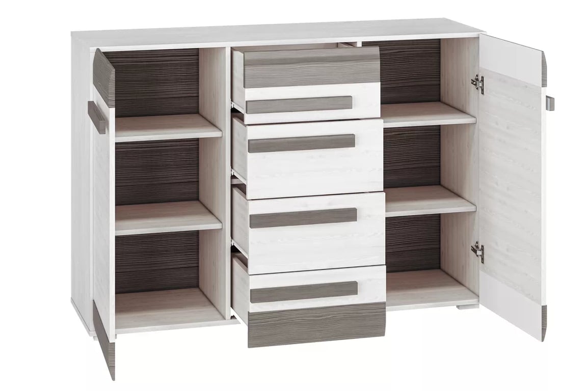 Set Tonemo 1 - pin zăpadă/ new grey Complet mobilier pentru camera de zi Blanco 1 - pin sniezna / new grey - 6 elementow