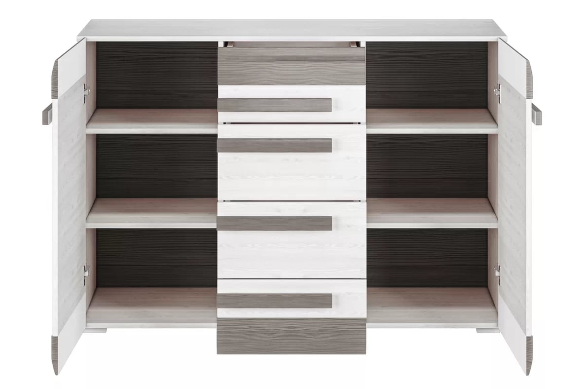 Set Tonemo 1 - pin zăpadă/ new grey Complet mobilier pentru camera de zi Blanco 1 - pin sniezna / new grey - 6 elementow