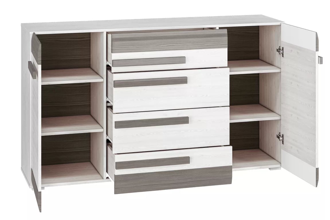 Set Tonemo 8 - pin zăpadă / new grey Complet mobilier pentru camera de zi Blanco 8 - pin sniezna / new grey