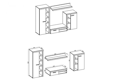 Set Luiza - grafit Complet mobilier pentru camera de zi Luiza - stejar lefkas / grafit