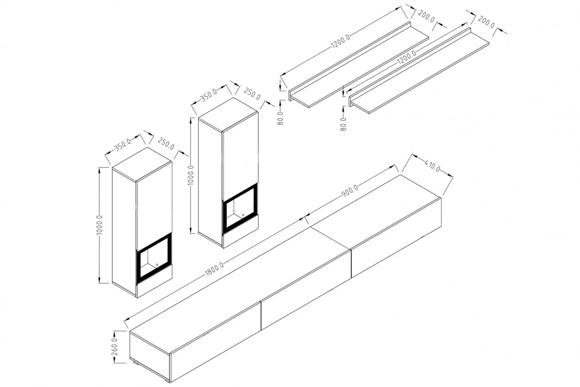 Komplet nábytku do obývacej izby z komoda i lawa Baros - tmavý beton / schiefer Komplet nábytku do obývacej izby z komoda i lawa Baros - tmavý beton / schiefer