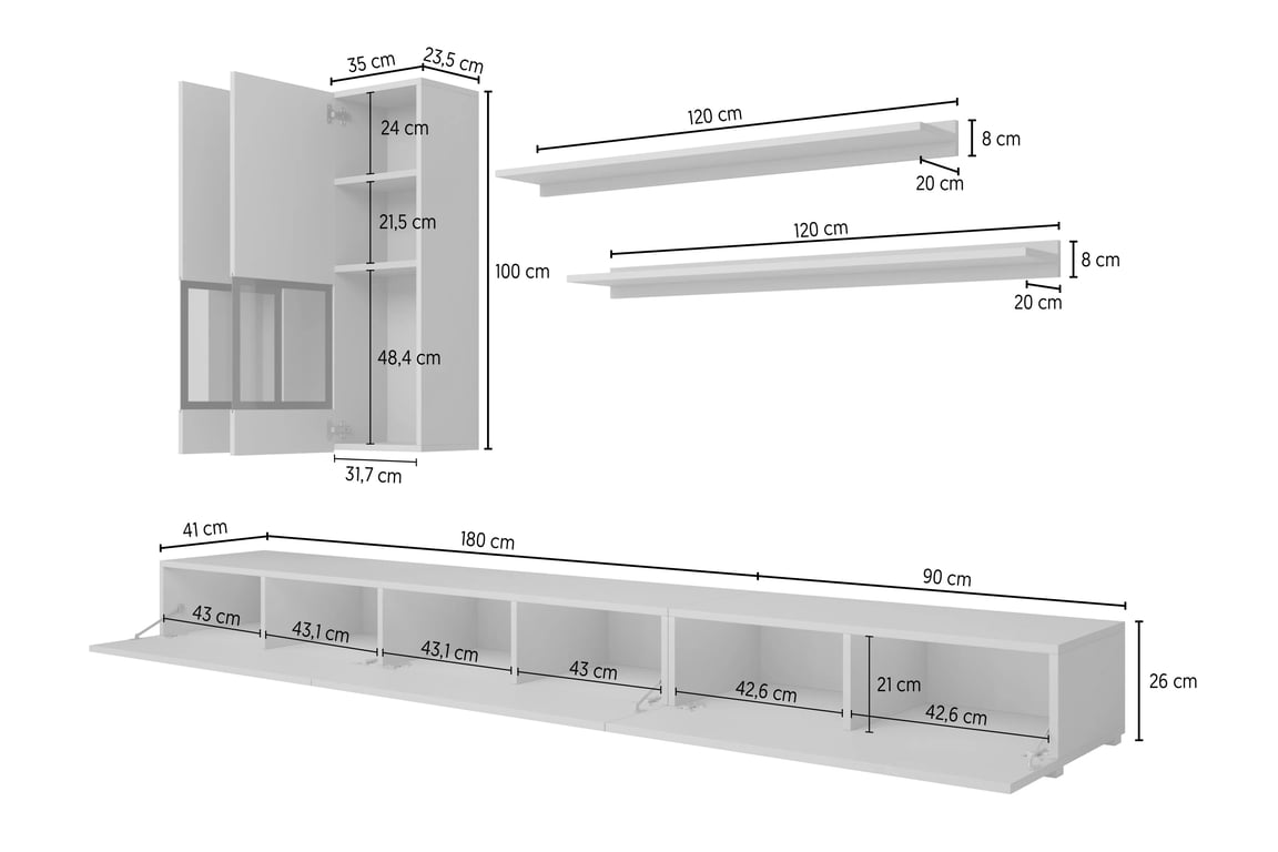 Komplet nábytku do obývacej izby z komoda i lawa Baros - tmavý beton / schiefer Komplet nábytku do obývacej izby z komoda i lawa Baros - tmavý beton / schiefer