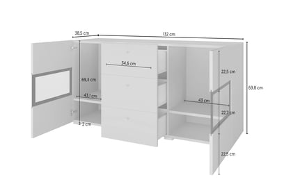 Komplet nábytku do obývacej izby z komoda i lawa Baros - tmavý beton / schiefer Komplet nábytku do obývacej izby z komoda i lawa Baros - tmavý beton / schiefer