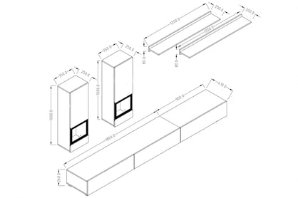 Obývacia zostava Baros - dub artisan / čierny mat Komplet nábytku do obývacej izby z komoda i lawa Baros - Dub artisan / Čierny mat