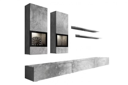 Komplet nábytku do obývacej izby z komoda i lawa Baros - svetlý beton Komplet nábytku do obývacej izby z komoda i lawa Baros - svetlý beton