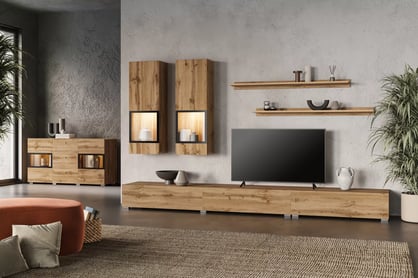 Set mobilier pentru living cu mebloșiankă și comodă Baros - stejar wotan