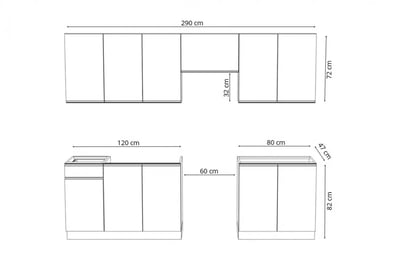 Complet mobilier kuchennych Aspen 260cm z cokolem - bialy luciu Complet mobilier kuchennych Aspen 260cm z cokolem - bialy luciu