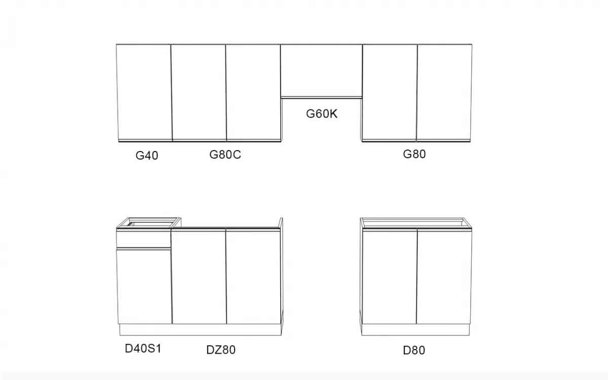 Complet mobilier kuchennych Aspen 260cm z cokolem - bialy luciu Complet mobilier kuchennych Aspen 260cm z cokolem - bialy luciu